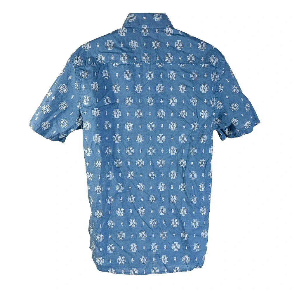Pendleton Button‎ Down Shirt Mens Medium Blue Southwestern Print Short Sleeve
